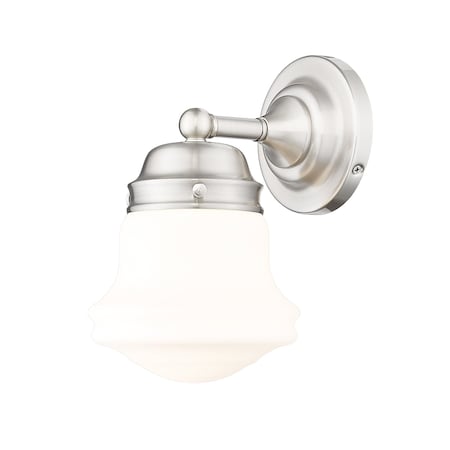 Z-Lite Vaughn Wall Sconce, 1-Light, 7.75 In.W x 6 In.L x 9.5 In.H, Brushed Nickel/Matte Opal 735-1S-BN